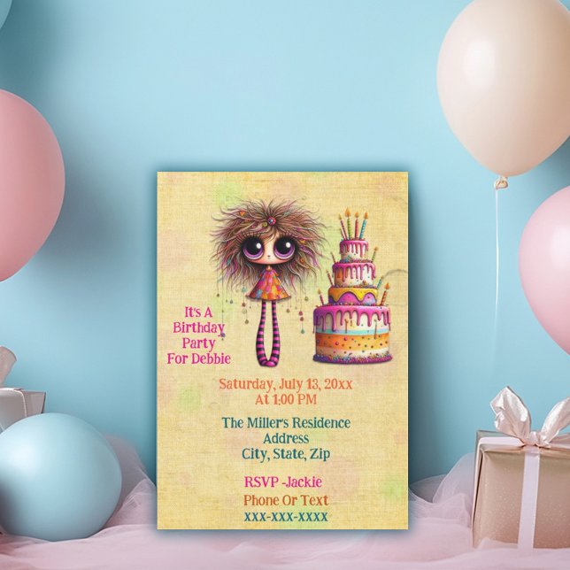 Funny & Festive Whimsical Birthday Girl Einladung (Von Creator hochgeladen)