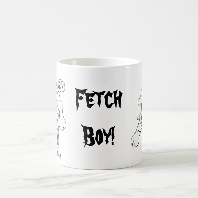 Funny Fetch Boy Dog Line Zeichnend Tasse (Mittel)