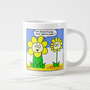 Funny Fett Gelbe Blume auf Diät Cartoon Gärtner Jumbo-Tasse