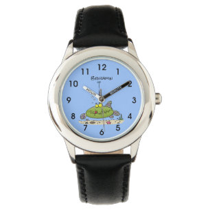Funny Fett hungriger grüner Cartoon Armbanduhr