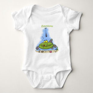 Funny Fett hungriger grüner Cartoon Baby Strampler