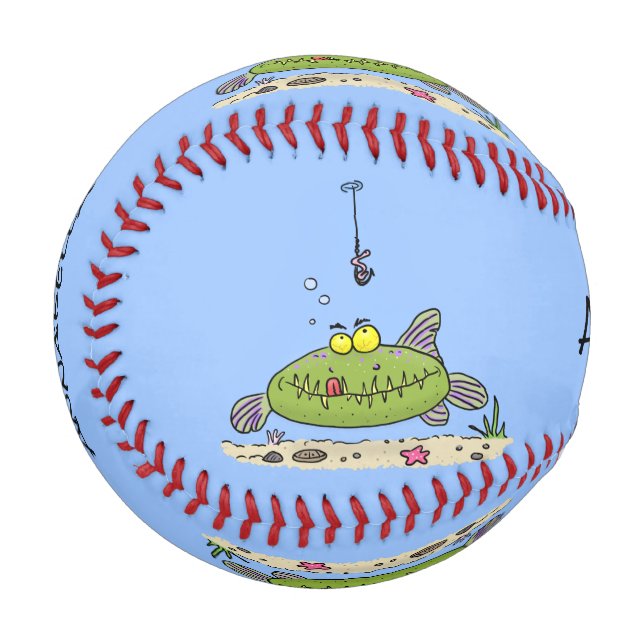 Funny Fett hungriger grüner Cartoon Baseball (Vorderseite Links)
