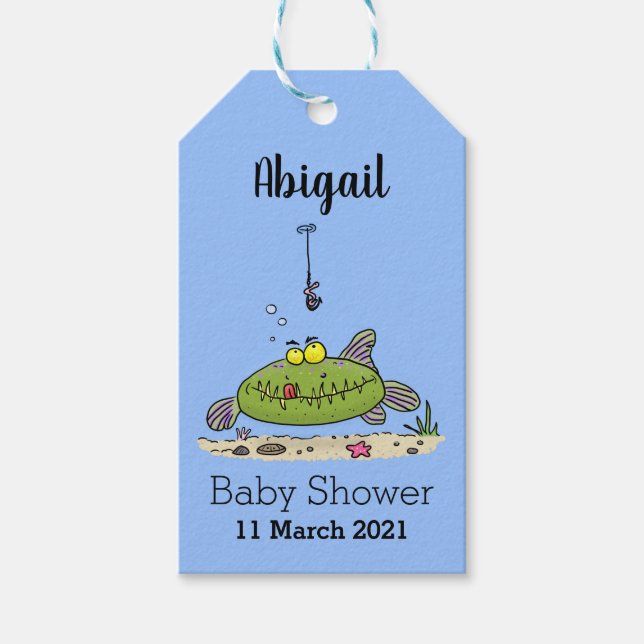 Funny Fett hungriger grüner Cartoon Geschenkanhänger (Vorderseite)