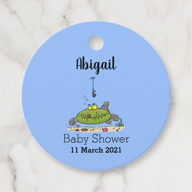 Funny Fett hungriger grüner Cartoon Geschenkanhänger (Vorderseite)