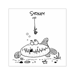 Funny Fett hungriger grüner Cartoon Gummistempel