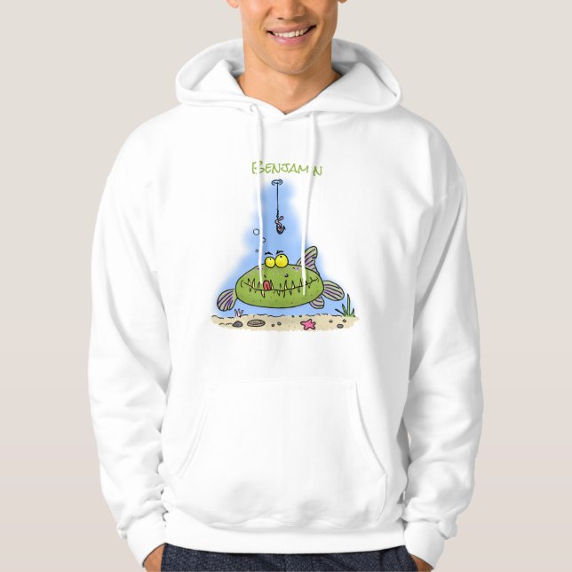 Funny Fett hungriger grüner Cartoon Hoodie