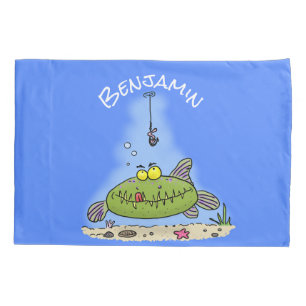 Funny Fett hungriger grüner Cartoon Kissenbezug