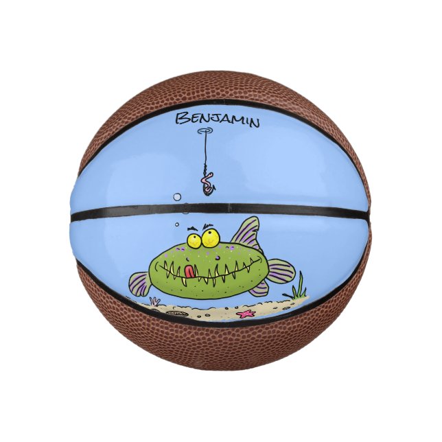 Funny Fett hungriger grüner Cartoon Mini Basketball (Vorderseite)