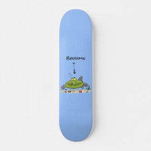 Funny Fett hungriger grüner Cartoon Skateboard
