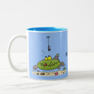 Funny Fett hungriger grüner Cartoon Zweifarbige Tasse
