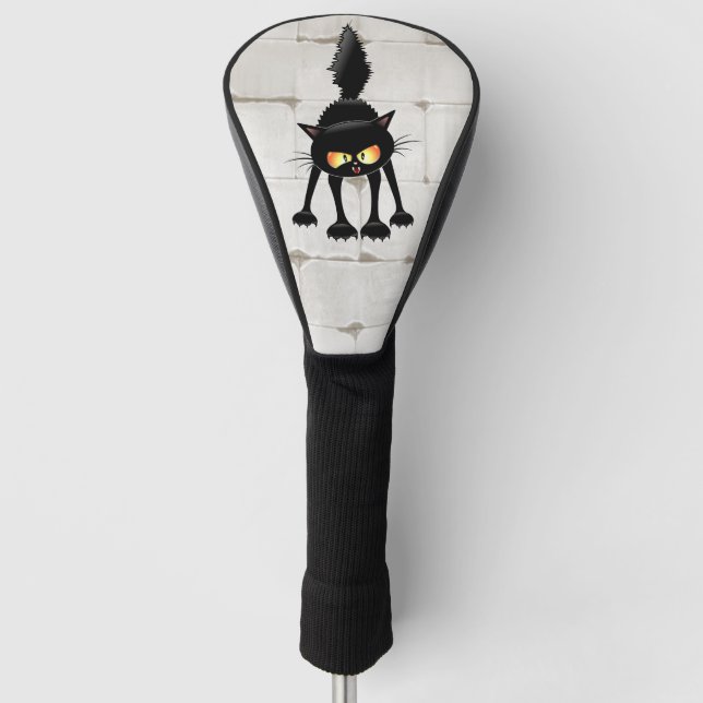 Funny Fierce Black Cat Cartoon  Golf Headcover (Vorderseite)