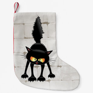 Funny Fierce Black Cat Cartoon Kleiner Weihnachtsstrumpf