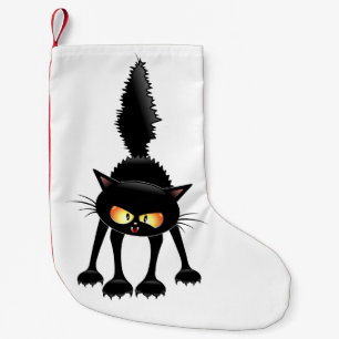 Funny Fierce Black Cat Cartoon Kleiner Weihnachtsstrumpf