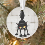 Funny Fierce Black Cat Cartoon  Ornament<br><div class="desc">Funny Fierce Black Cat Cartoon Character looking menacing. Original Vector Art Design © BluedarkArt TheChameleonArt.</div>