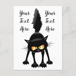 Funny Fierce Black Cat Cartoon Postkarte
