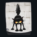 Funny Fierce Black Cat Cartoon Rucksack<br><div class="desc">Funny Fierce Black Cat Cartoon Character looking menacing. Original Vector Art Design © BluedarkArt TheChameleonArt.</div>