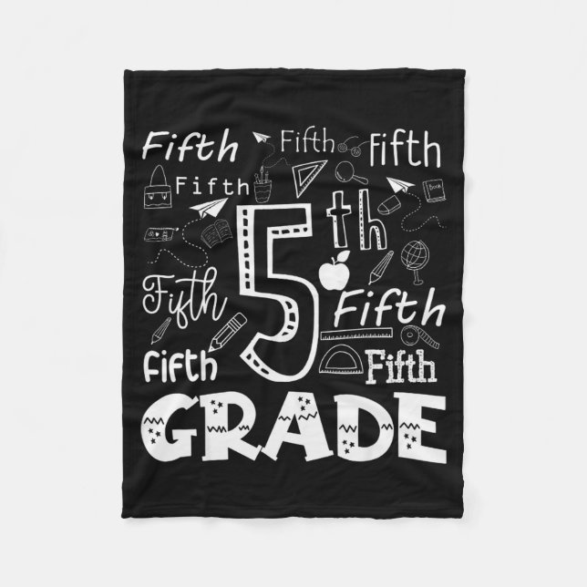 Funny Fifth Grade Doodle Tygraphy Birthday Design  Fleecedecke (Vorderseite)