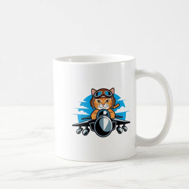 Funny Fighter Jet Cat Lot Aviation Humor For Cat L Kaffeetasse (Rechts)