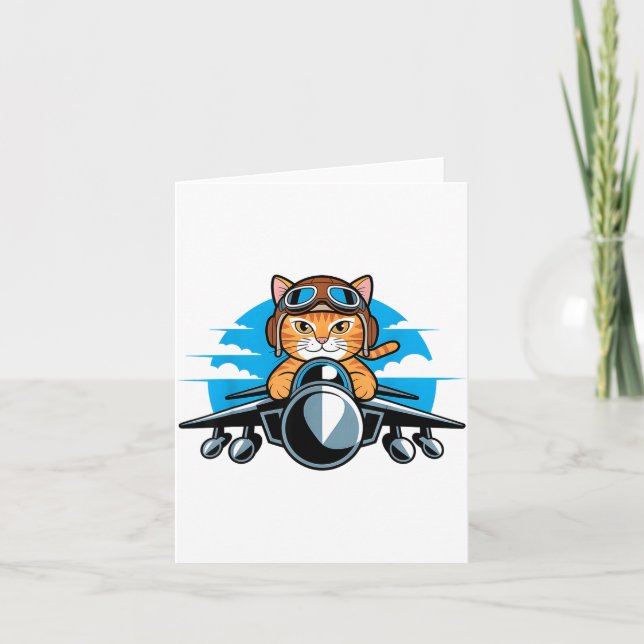 Funny Fighter Jet Cat Lot Aviation Humor For Cat L Karte (Vorderseite)
