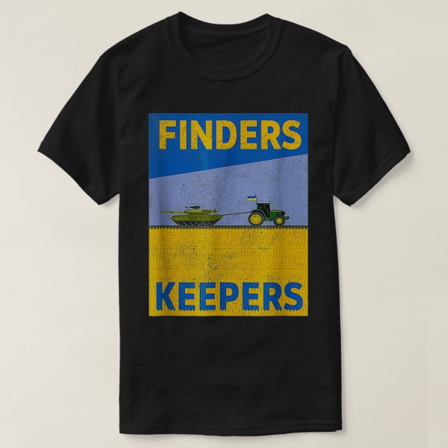 Funny Finder hält Power der Ukraine Flag Unterstüt T-Shirt (Design vorne)