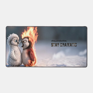 Funny Fire and Ice Penguin Mouse Pad Schreibtischunterlage
