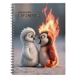 Funny Fire and Ice Penguin Notizblock