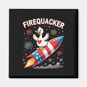Funny Firecracker Ente Gänse 4. Juli Patriotic Magnet