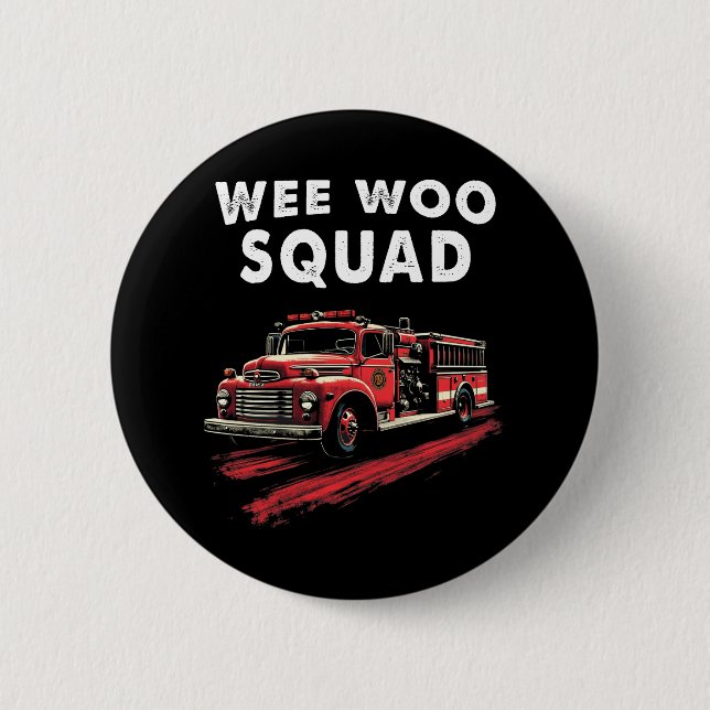 Funny Firefighter Art Fire Truck Feuerwehrmann Button (Vorderseite)