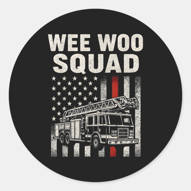 Funny Firefighter Art For Men Women Kids Fire Truc Runder Aufkleber (Vorderseite)