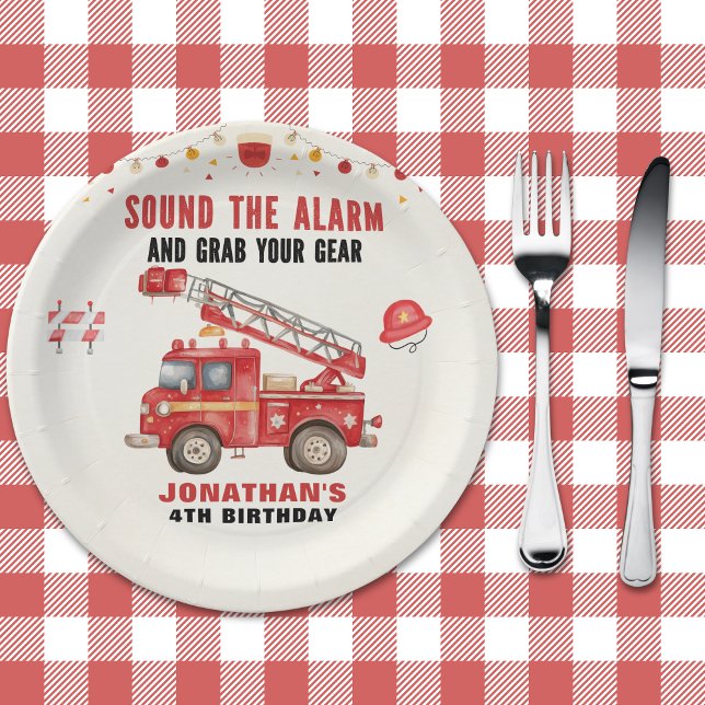 Funny Firefighter Birthday Boy Party Pappteller (Von Creator hochgeladen)