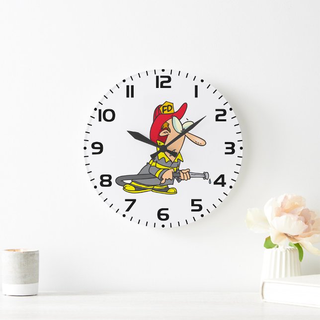 Funny Firefighter mit Hose Emergency Responder Große Wanduhr (Von Creator hochgeladen)