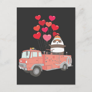 Funny Firefighter Panda Firetruck Süße Tier Postkarte