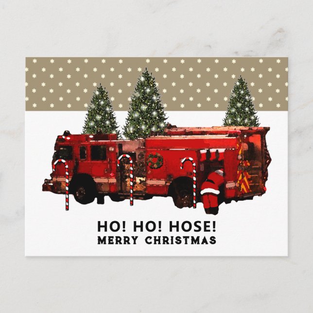 Funny Firefighter Weihnachtsfeiertag Postkarte (Vorderseite)