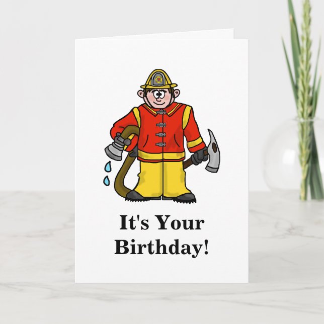 Funny Fireman Birthday Card Passen Sie es an! Karte (Vorderseite)