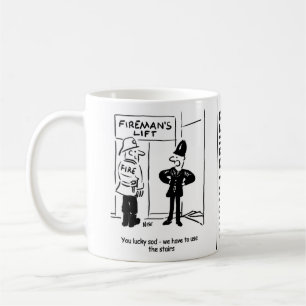 Funny Fireman Feuerwehrmann und Polizist Cartoon Kaffeetasse