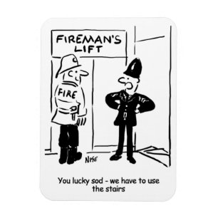 Funny Fireman Feuerwehrmann und Polizist Cartoon Magnet