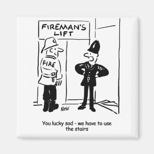 Funny Fireman Feuerwehrmann und Polizist Cartoon Magnet