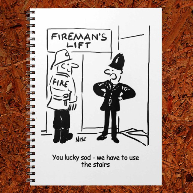 Funny Fireman Feuerwehrmann und Polizist Cartoon Notizblock (Von Creator hochgeladen)