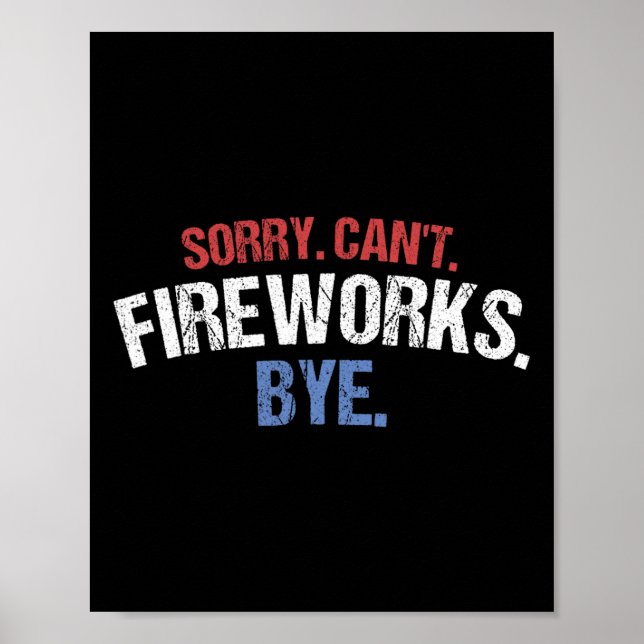 Funny Firework Shirt Sorry Cant Fireworks Bye 4. Poster (Vorne)
