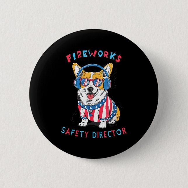 Funny Fireworks Safety Director Dog Technician Exp Button (Vorderseite)