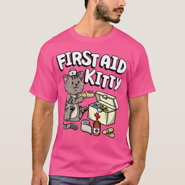 Funny First Aid Kitty Cat Medical Doctor Nurse T-Shirt (Vorderseite)