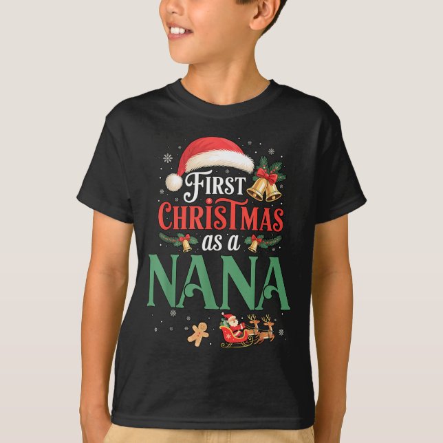 Funny First Christmas As A Nana Matching Family Xm T-Shirt (Vorderseite)