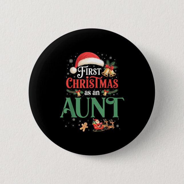Funny First Christmas As An Aunt Matching Family X Button (Vorderseite)