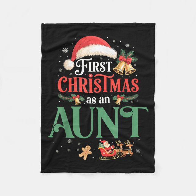 Funny First Christmas As An Aunt Matching Family X Fleecedecke (Vorderseite)