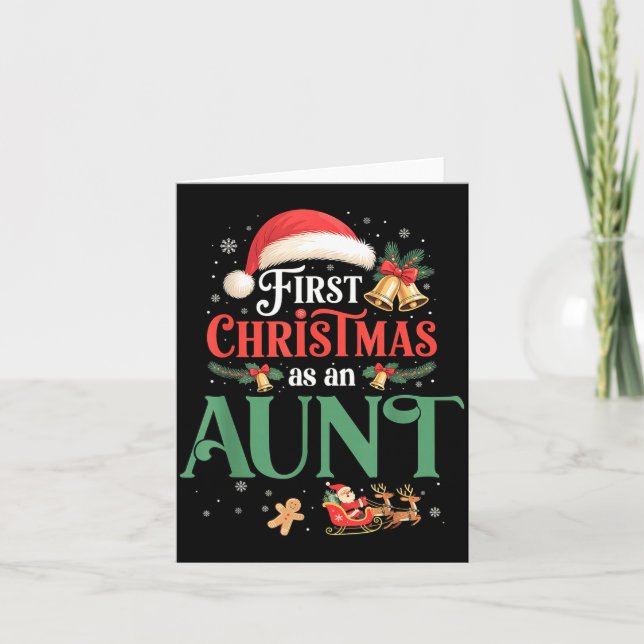 Funny First Christmas As An Aunt Matching Family X Karte (Vorderseite)