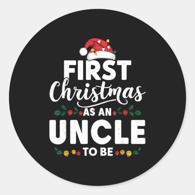Funny First Christmas As An Uncle To Be New Uncle  Runder Aufkleber (Vorderseite)