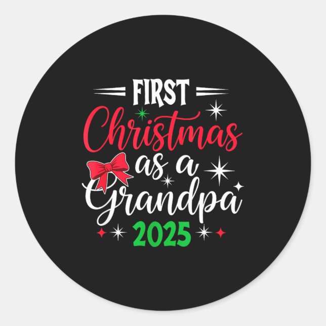 Funny First Christmas As Grandpa 2025 Matching Coq Runder Aufkleber (Vorderseite)