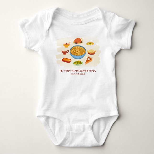 Funny First Erntedank Food Personalisiert Baby Strampler (Vorderseite)