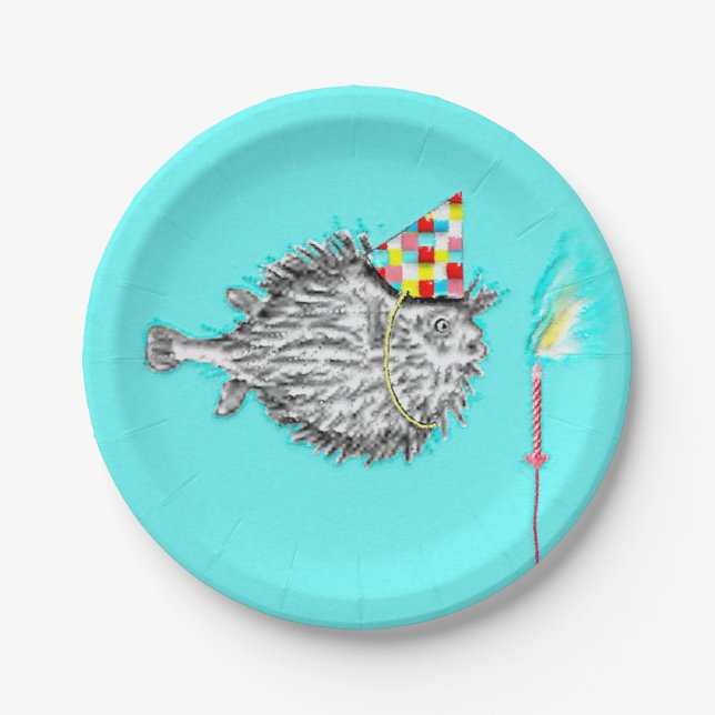 Funny Fish Birthday Pappteller (Vorderseite)