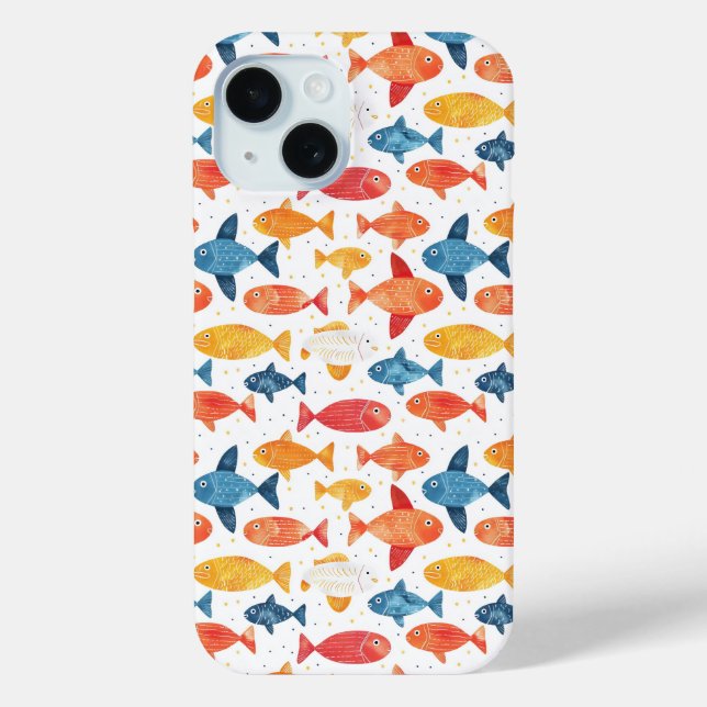 Funny Fish farbiges Muster Case-Mate iPhone Hülle (Rückseite)